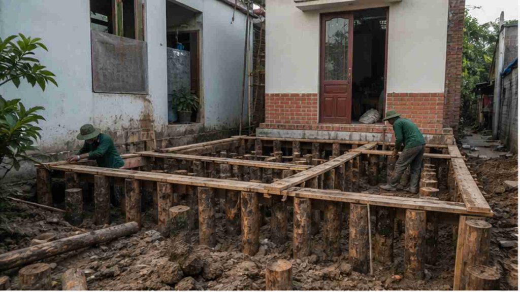 Ảnh phụ minh họa Cừ tràm có phù hợp nhà cấp 4, biệt thự, nhà xưởng không? trong bối cảnh công trình thực tế